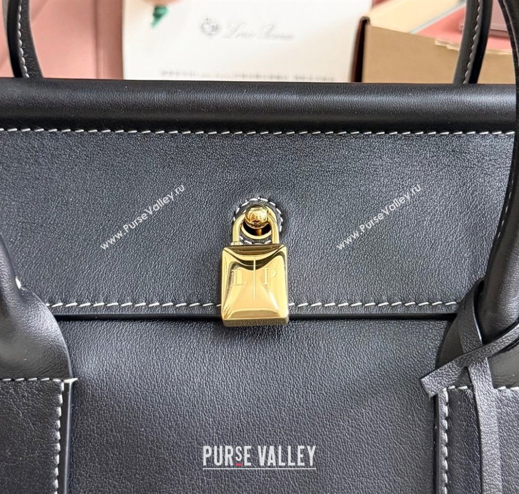 Loro Piana Loom Top Handle bag L25 in Smooth Calfskin Leather Black 2025 0925 (XLU-250925077)