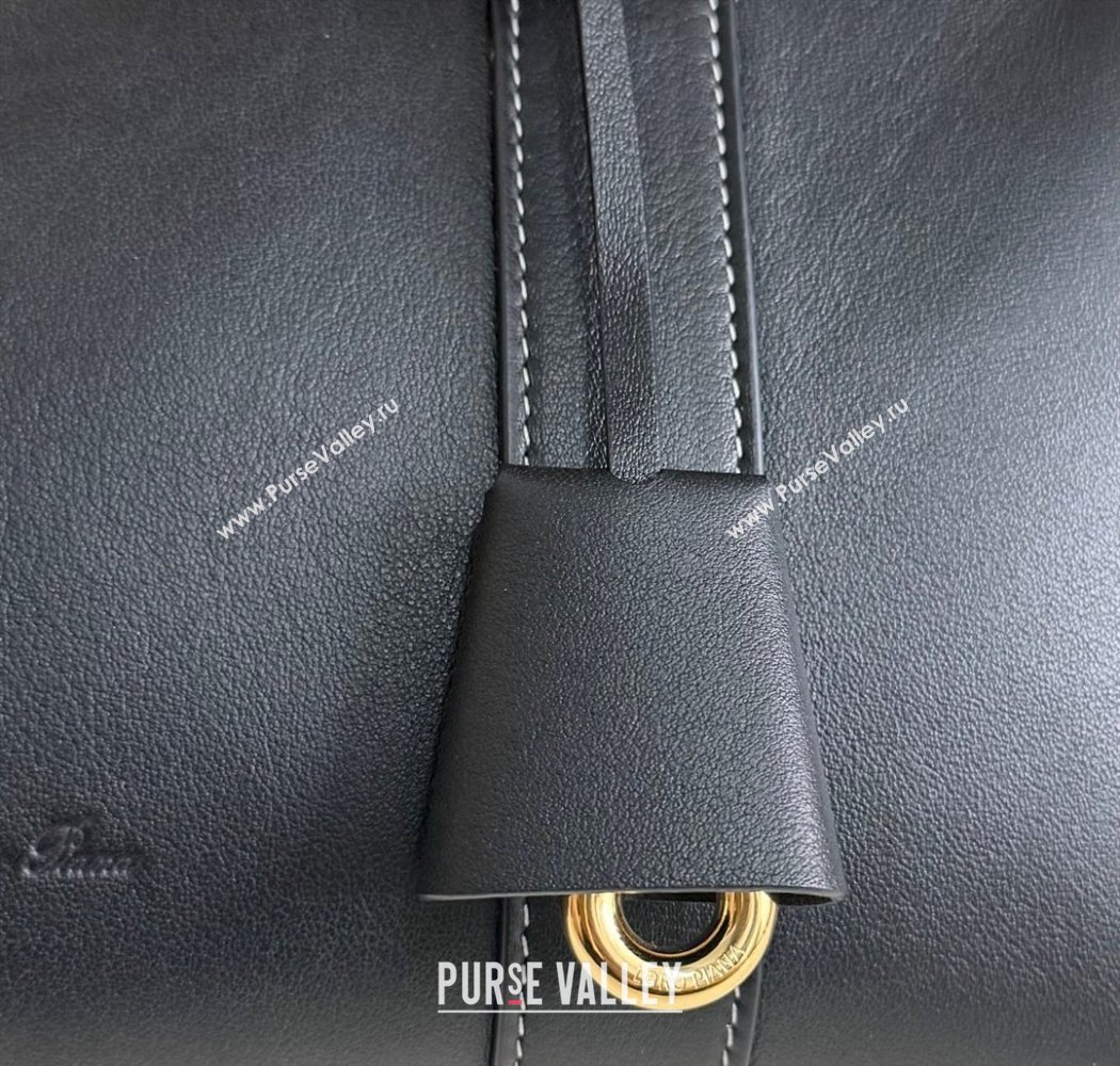 Loro Piana Loom Top Handle bag L25 in Smooth Calfskin Leather Black 2025 0925 (XLU-250925077)