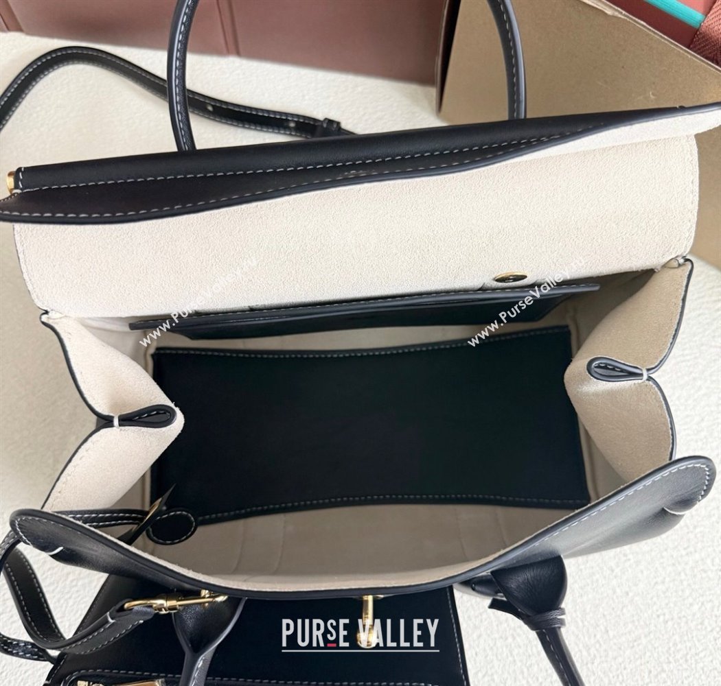 Loro Piana Loom Top Handle bag L25 in Smooth Calfskin Leather Black 2025 0925 (XLU-250925077)