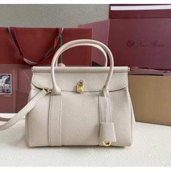 Loro Piana Loom Top Handle bag L25 in Grained Calfskin Leather Light Beige 2025 0925 (XLU-250925078)