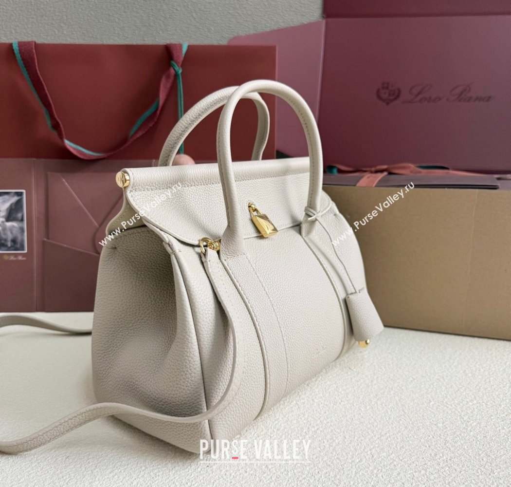 Loro Piana Loom Top Handle bag L25 in Grained Calfskin Leather Light Beige 2025 0925 (XLU-250925078)