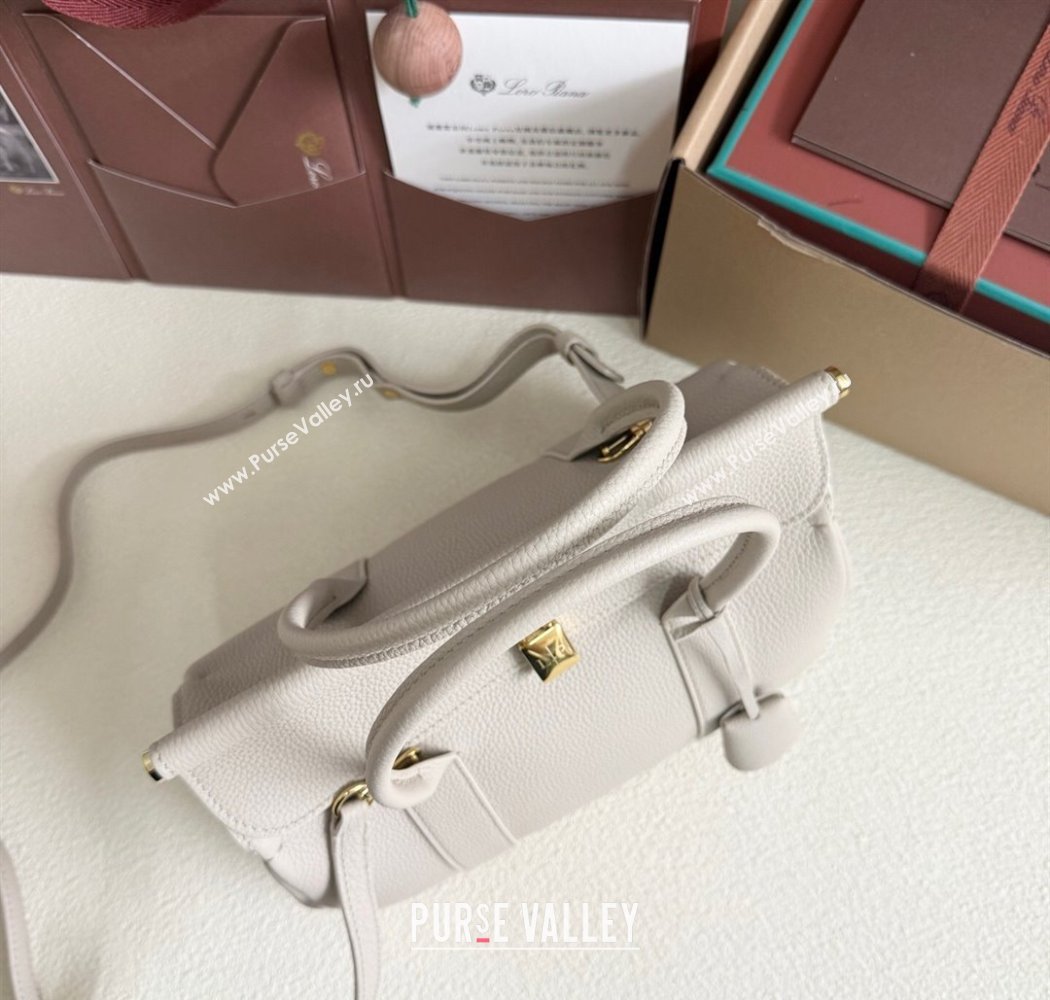 Loro Piana Loom Top Handle bag L25 in Grained Calfskin Leather Light Beige 2025 0925 (XLU-250925078)