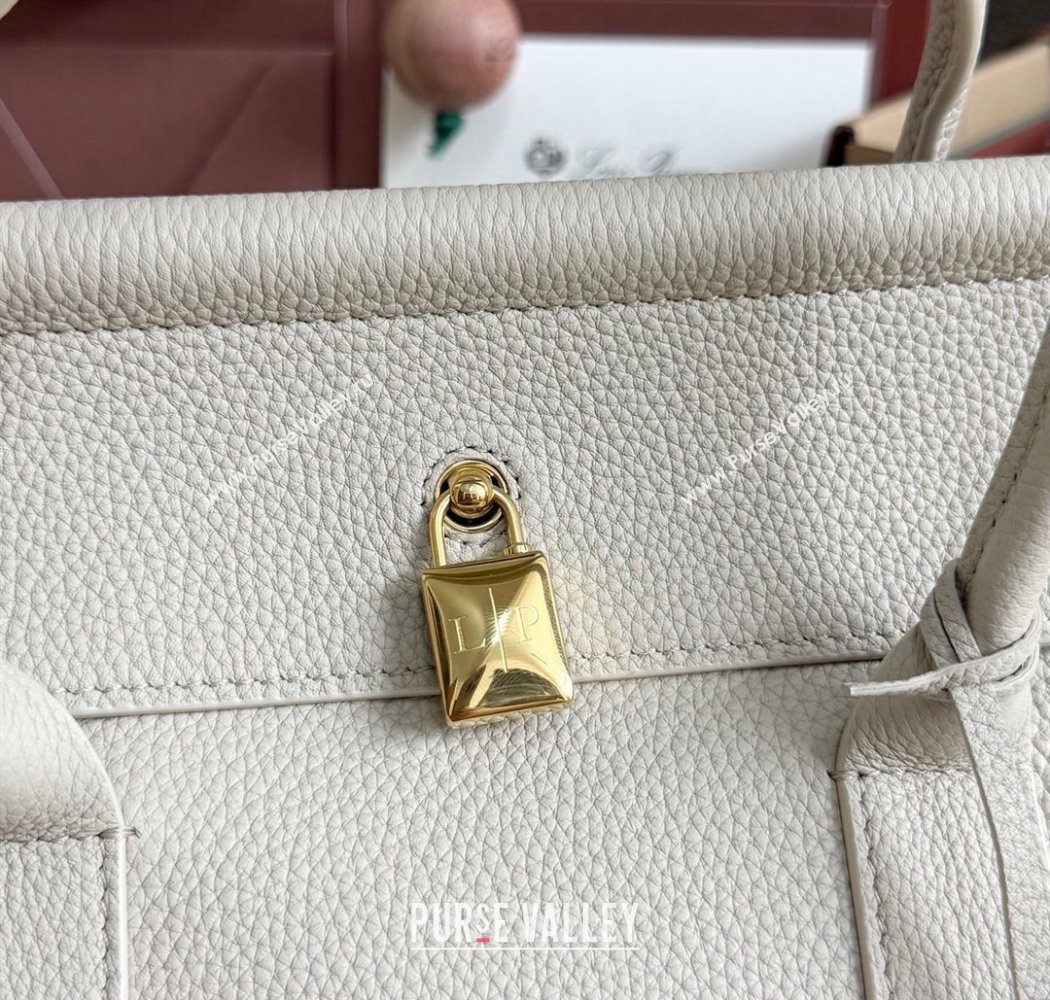 Loro Piana Loom Top Handle bag L25 in Grained Calfskin Leather Light Beige 2025 0925 (XLU-250925078)