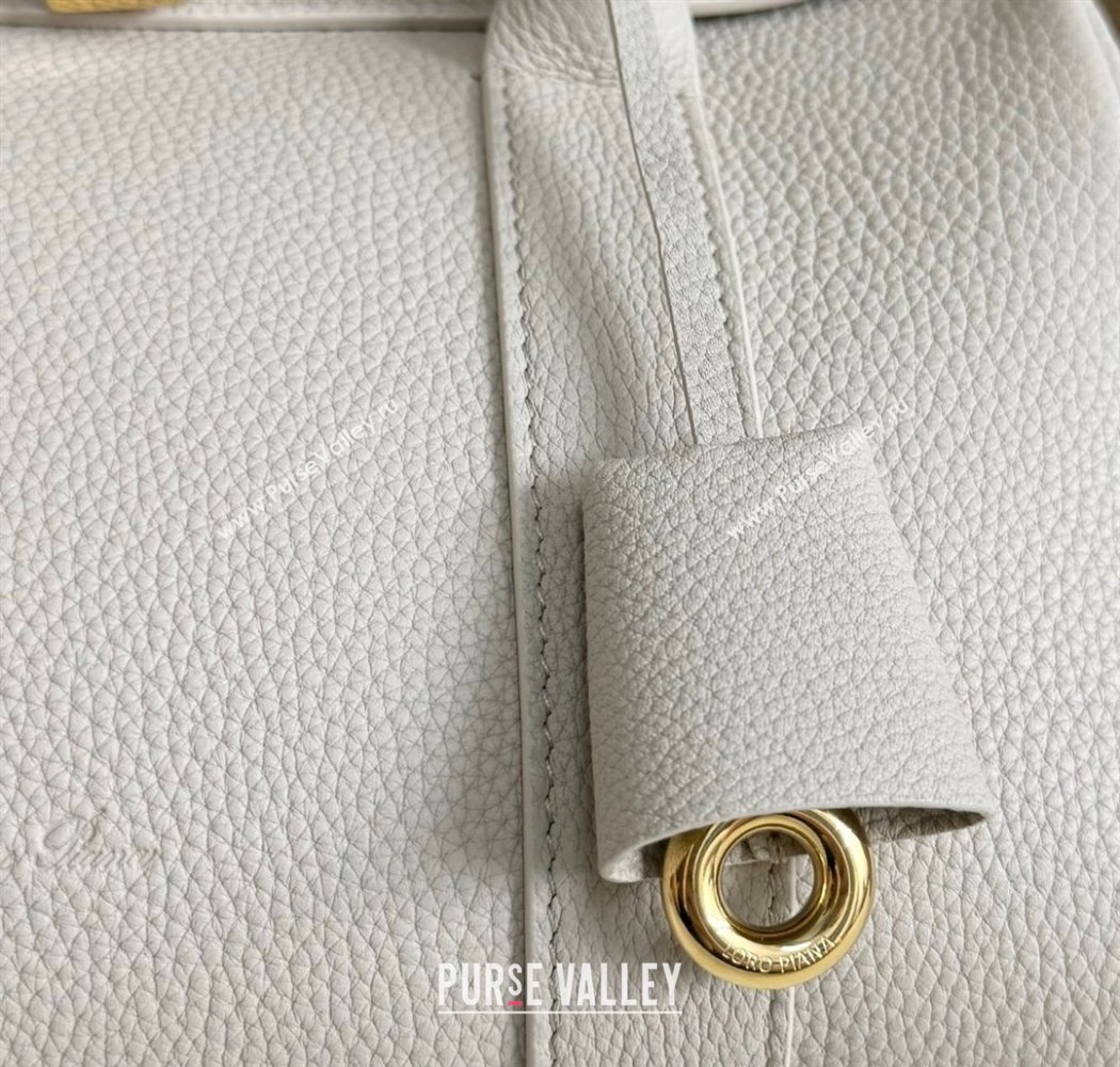Loro Piana Loom Top Handle bag L25 in Grained Calfskin Leather Light Beige 2025 0925 (XLU-250925078)