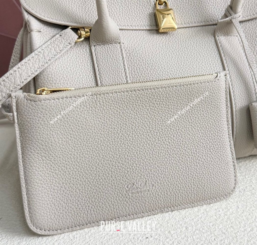 Loro Piana Loom Top Handle bag L25 in Grained Calfskin Leather Light Beige 2025 0925 (XLU-250925078)