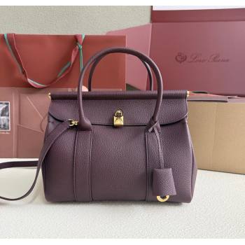 Loro Piana Loom Top Handle bag L25 in Grained Calfskin Leather Ormosia Red 2025 0925 (XLU-250925079)