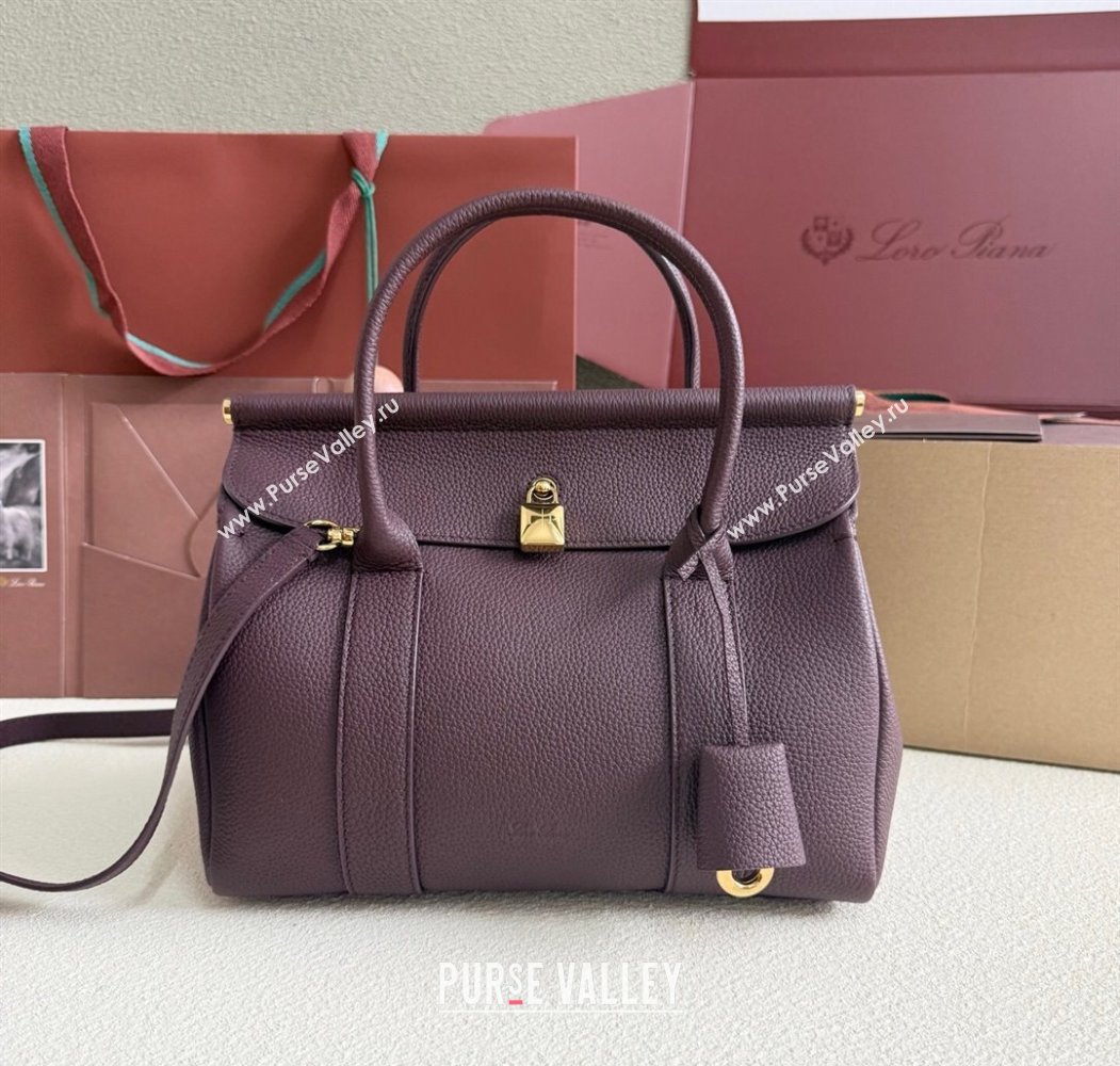 Loro Piana Loom Top Handle bag L25 in Grained Calfskin Leather Ormosia Red 2025 0925 (XLU-250925079)