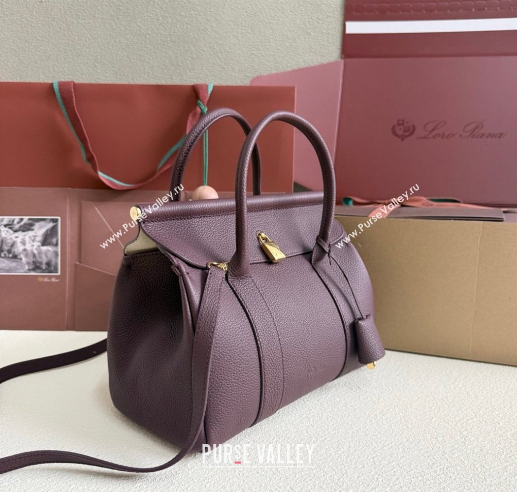 Loro Piana Loom Top Handle bag L25 in Grained Calfskin Leather Ormosia Red 2025 0925 (XLU-250925079)