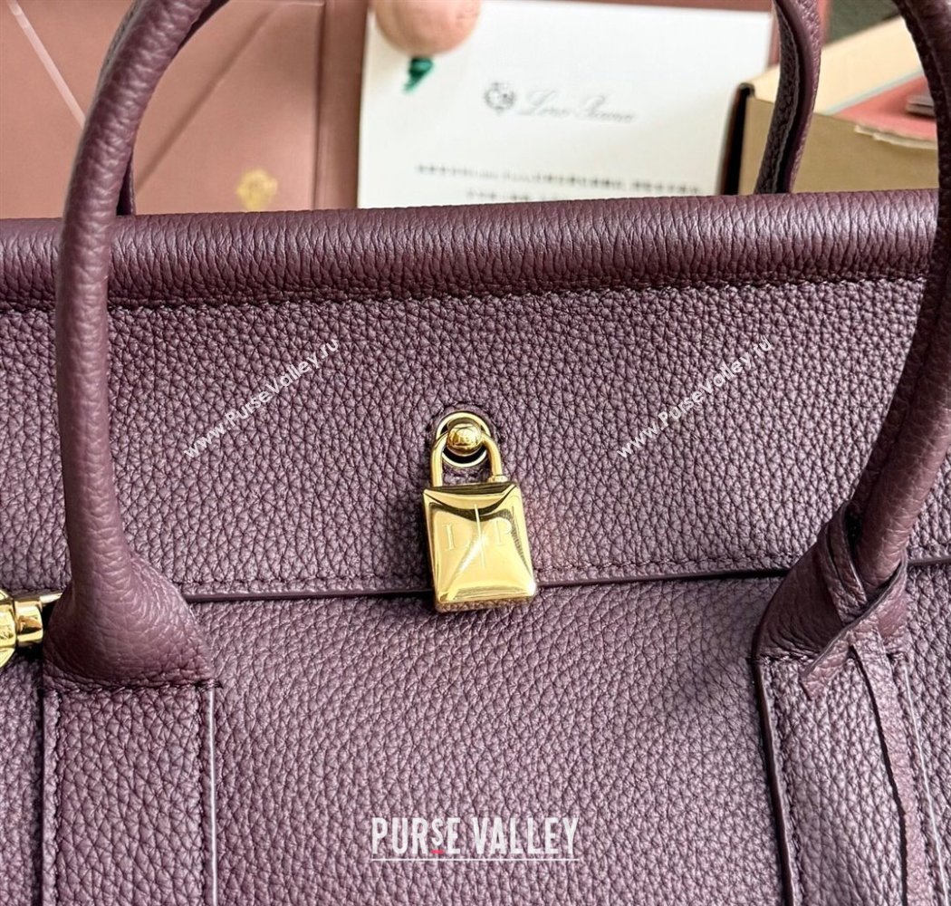 Loro Piana Loom Top Handle bag L25 in Grained Calfskin Leather Ormosia Red 2025 0925 (XLU-250925079)