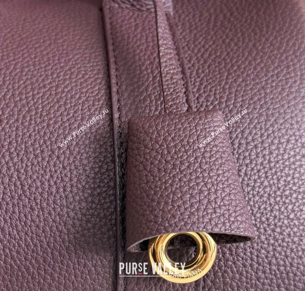 Loro Piana Loom Top Handle bag L25 in Grained Calfskin Leather Ormosia Red 2025 0925 (XLU-250925079)