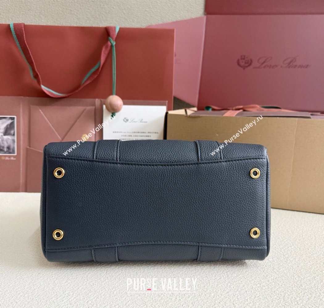 Loro Piana Loom Top Handle bag L25 in Grained Calfskin Leather Dark Royal Blue 2025 0925 (XLU-250925080)