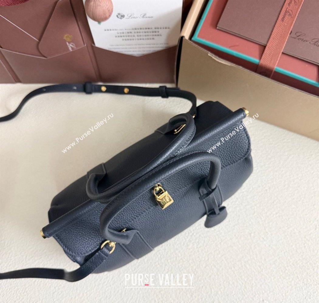 Loro Piana Loom Top Handle bag L25 in Grained Calfskin Leather Dark Royal Blue 2025 0925 (XLU-250925080)