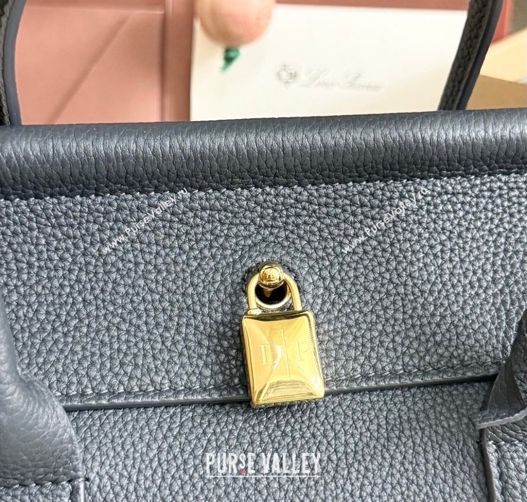 Loro Piana Loom Top Handle bag L25 in Grained Calfskin Leather Dark Royal Blue 2025 0925 (XLU-250925080)