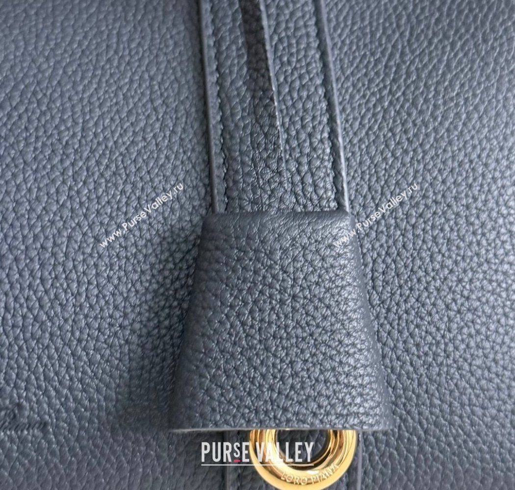 Loro Piana Loom Top Handle bag L25 in Grained Calfskin Leather Dark Royal Blue 2025 0925 (XLU-250925080)