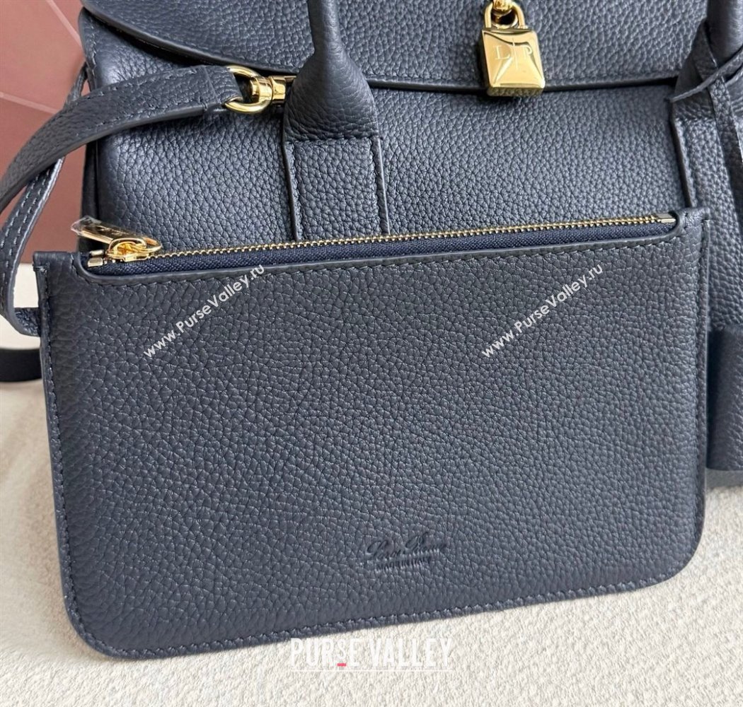 Loro Piana Loom Top Handle bag L25 in Grained Calfskin Leather Dark Royal Blue 2025 0925 (XLU-250925080)