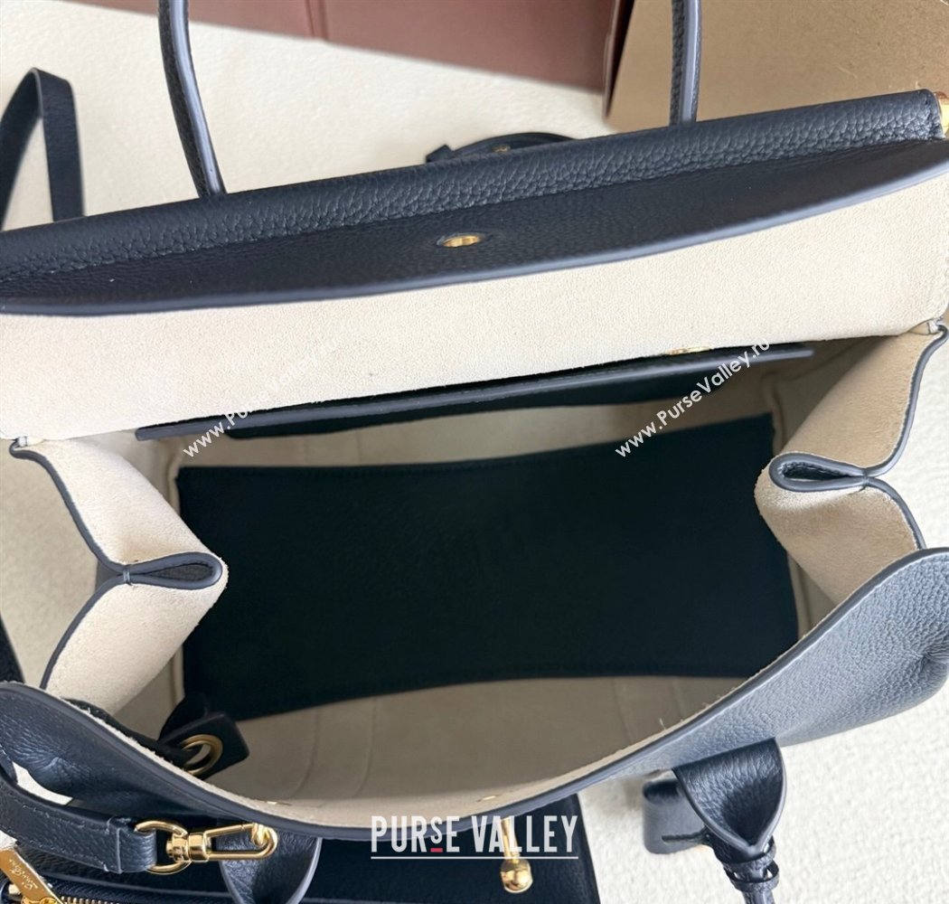 Loro Piana Loom Top Handle bag L25 in Grained Calfskin Leather Dark Royal Blue 2025 0925 (XLU-250925080)