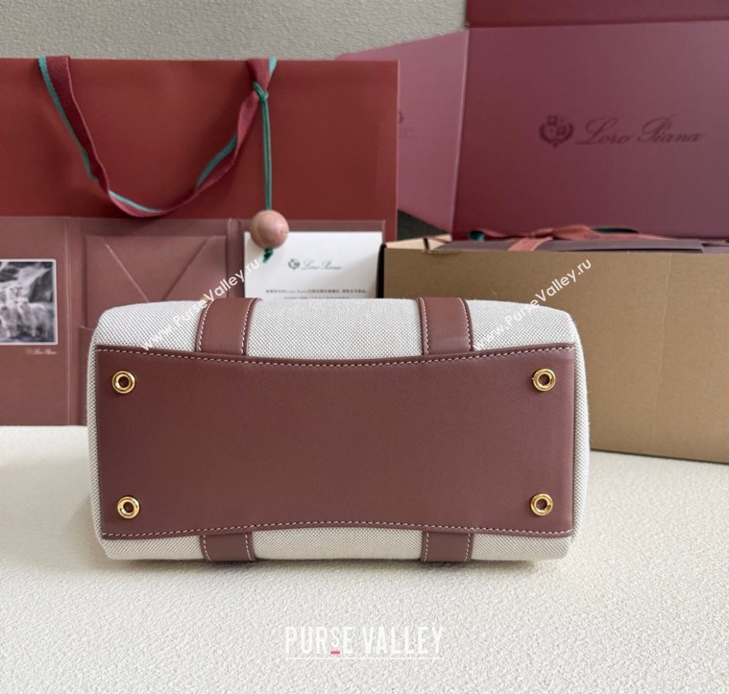 Loro Piana Loom Top Handle bag L25 in Canvas and Calfskin Leather Caramel Brown 2025 0925 (TZ-250925081)