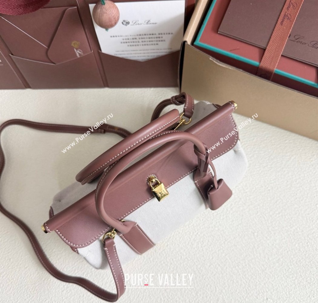 Loro Piana Loom Top Handle bag L25 in Canvas and Calfskin Leather Caramel Brown 2025 0925 (TZ-250925081)