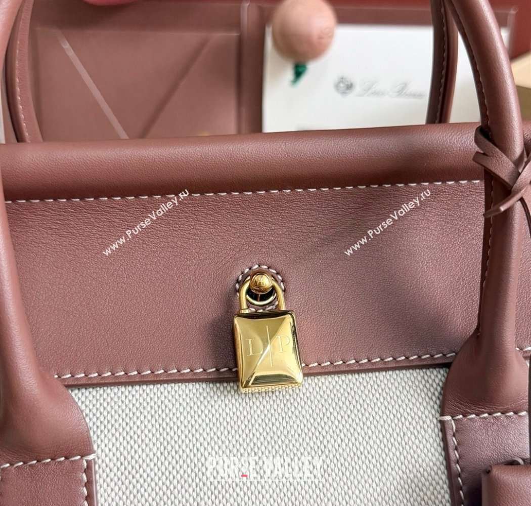 Loro Piana Loom Top Handle bag L25 in Canvas and Calfskin Leather Caramel Brown 2025 0925 (TZ-250925081)