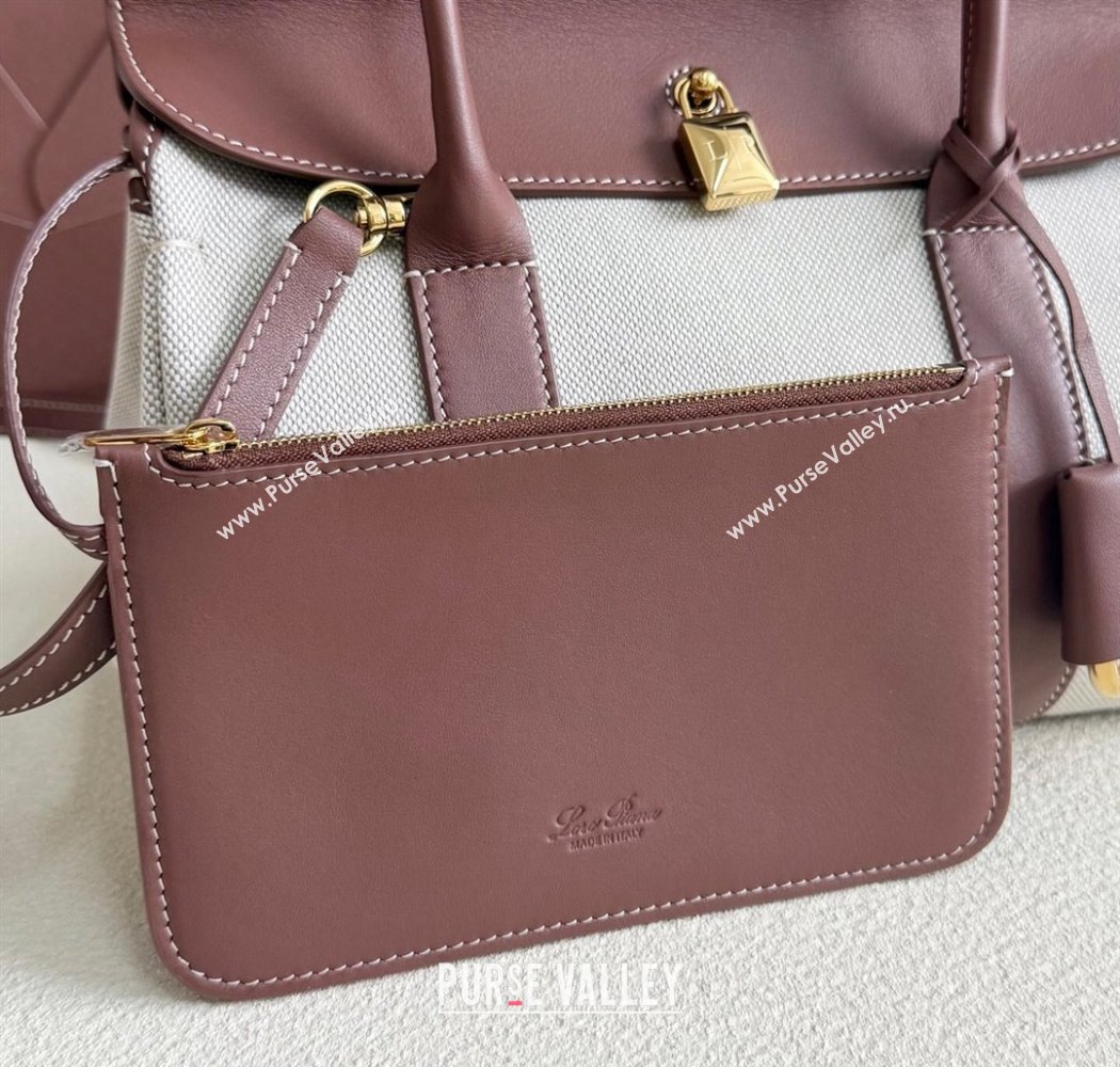 Loro Piana Loom Top Handle bag L25 in Canvas and Calfskin Leather Caramel Brown 2025 0925 (TZ-250925081)