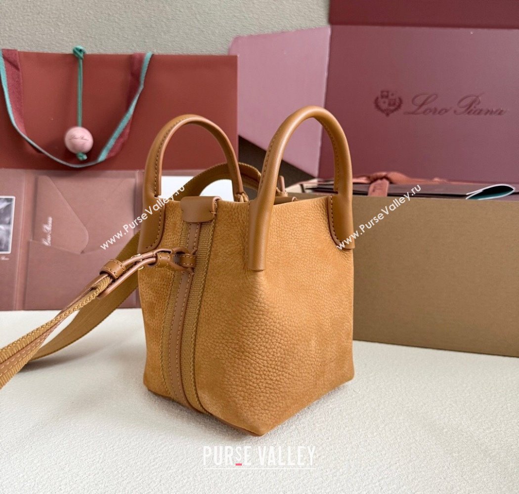 Loro Piana Micro Bale Bucket Bag in Grained Nubuck Brown 2025 0925 (XLU-250925048)