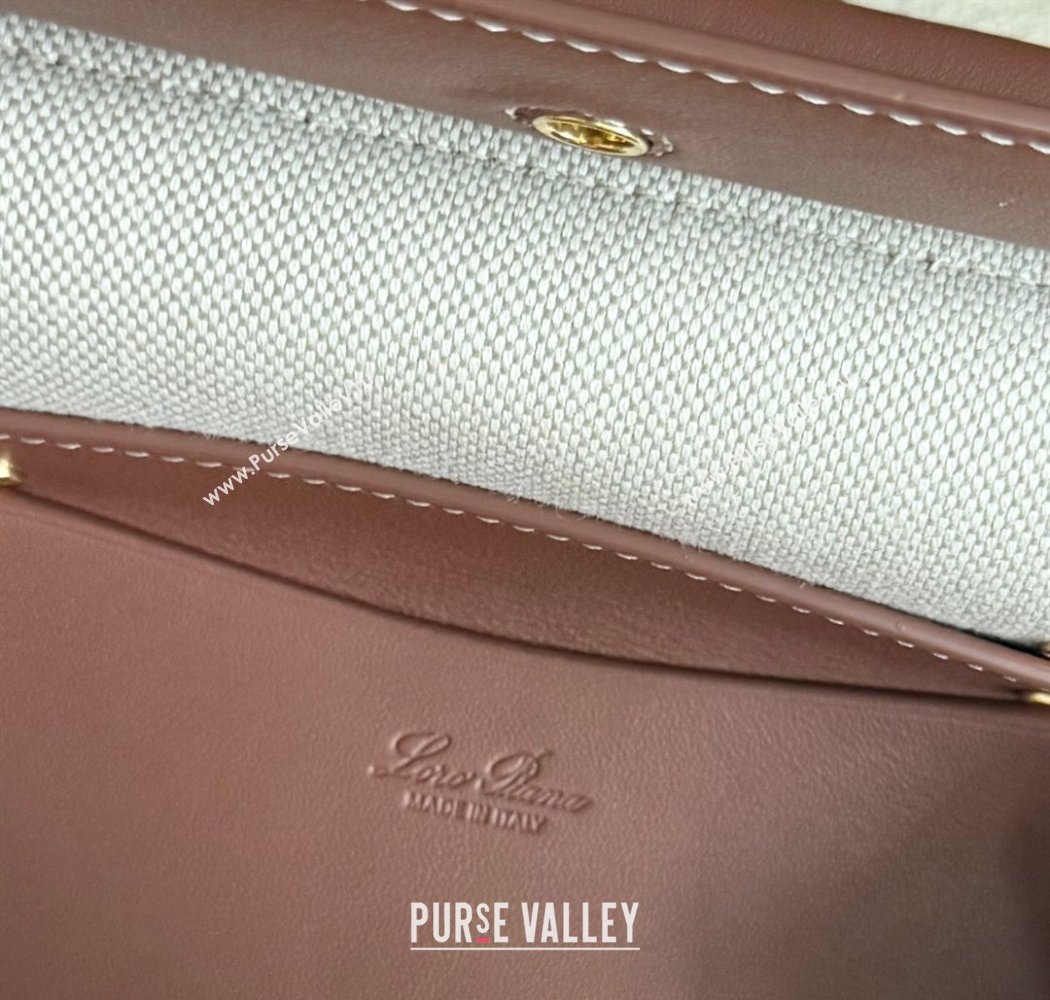 Loro Piana Loom Top Handle bag L25 in Canvas and Calfskin Leather Caramel Brown 2025 0925 (TZ-250925081)