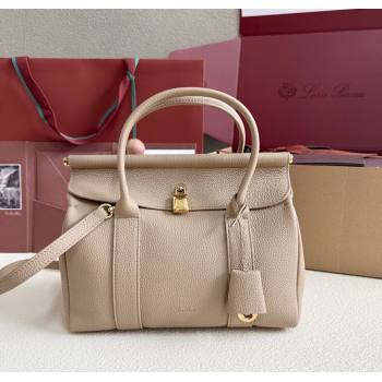 Loro Piana Loom Top Handle bag L25 in Grained Calfskin Leather Beige Grey 2025 0925 (XLU-250925082)