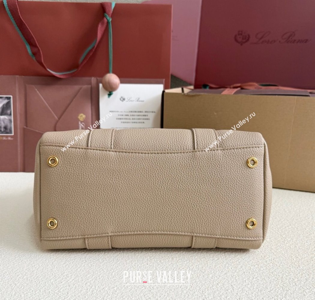 Loro Piana Loom Top Handle bag L25 in Grained Calfskin Leather Beige Grey 2025 0925 (XLU-250925082)