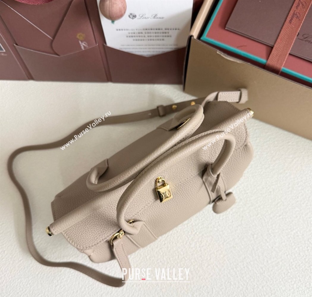 Loro Piana Loom Top Handle bag L25 in Grained Calfskin Leather Beige Grey 2025 0925 (XLU-250925082)