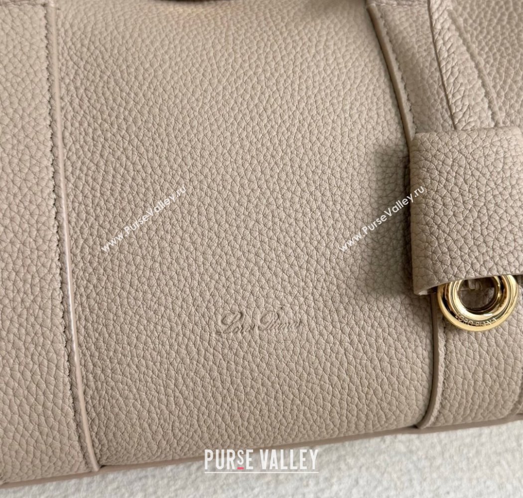 Loro Piana Loom Top Handle bag L25 in Grained Calfskin Leather Beige Grey 2025 0925 (XLU-250925082)