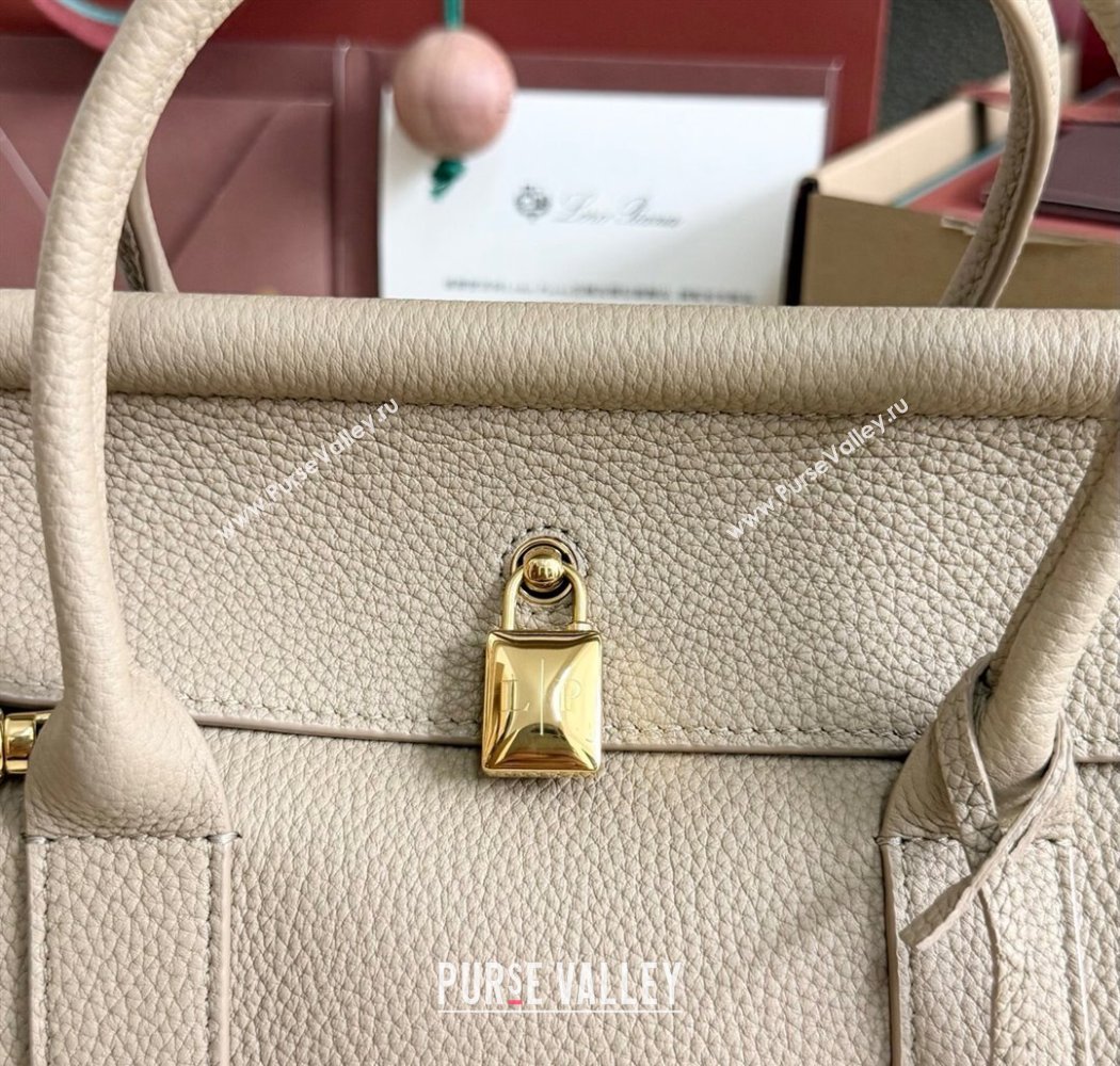 Loro Piana Loom Top Handle bag L25 in Grained Calfskin Leather Beige Grey 2025 0925 (XLU-250925082)