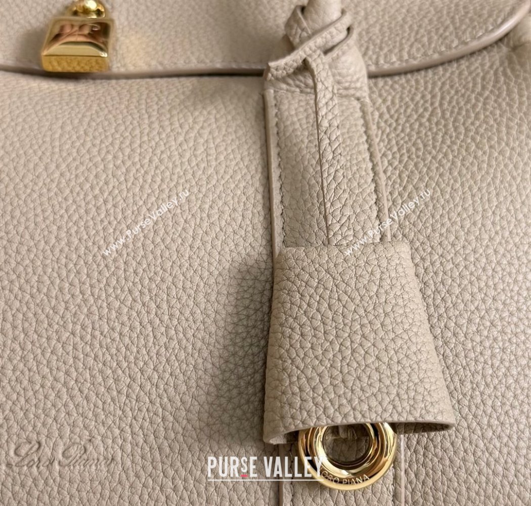 Loro Piana Loom Top Handle bag L25 in Grained Calfskin Leather Beige Grey 2025 0925 (XLU-250925082)