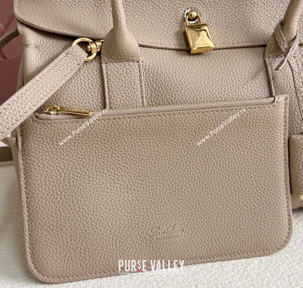 Loro Piana Loom Top Handle bag L25 in Grained Calfskin Leather Beige Grey 2025 0925 (XLU-250925082)