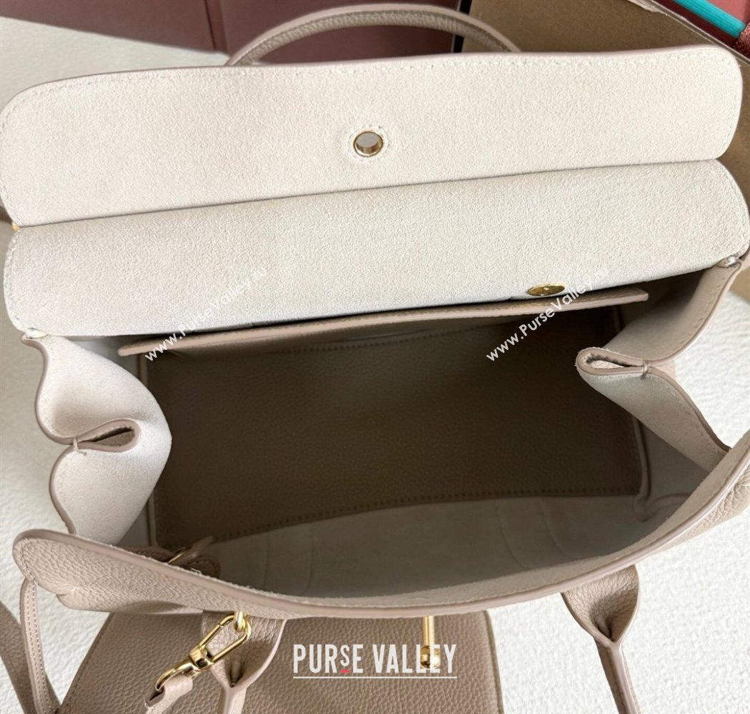 Loro Piana Loom Top Handle bag L25 in Grained Calfskin Leather Beige Grey 2025 0925 (XLU-250925082)