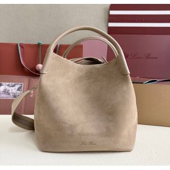 Loro Piana Large Bale Bucket Bag in Grained Nubuck Grey 2025 0925 (XLU-250925052)