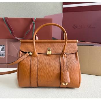 Loro Piana Loom Top Handle bag L25 in Textured Calfskin Leather Brown 2025 0925 (XLU-250925084)