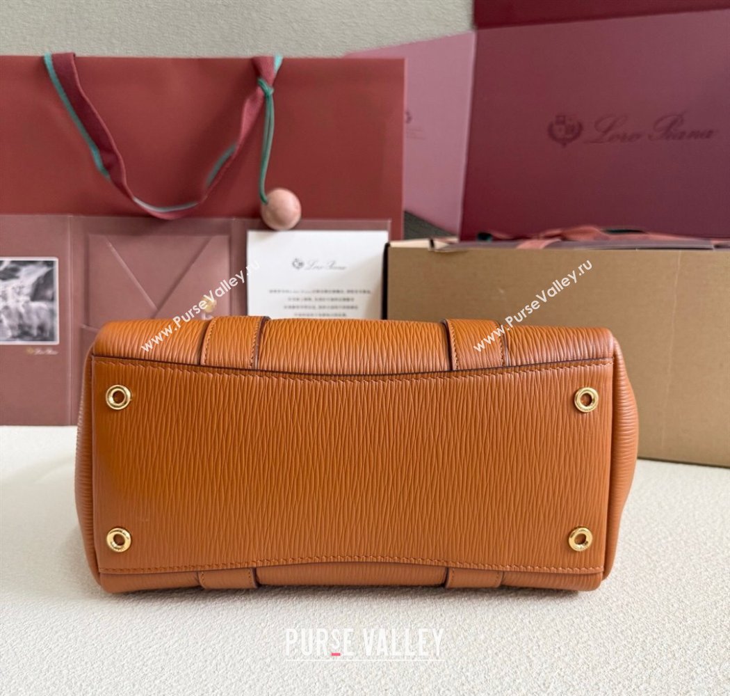 Loro Piana Loom Top Handle bag L25 in Textured Calfskin Leather Brown 2025 0925 (XLU-250925084)