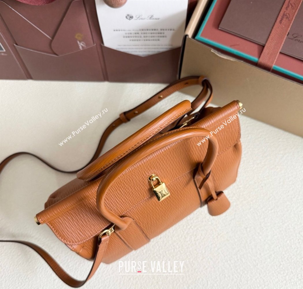 Loro Piana Loom Top Handle bag L25 in Textured Calfskin Leather Brown 2025 0925 (XLU-250925084)