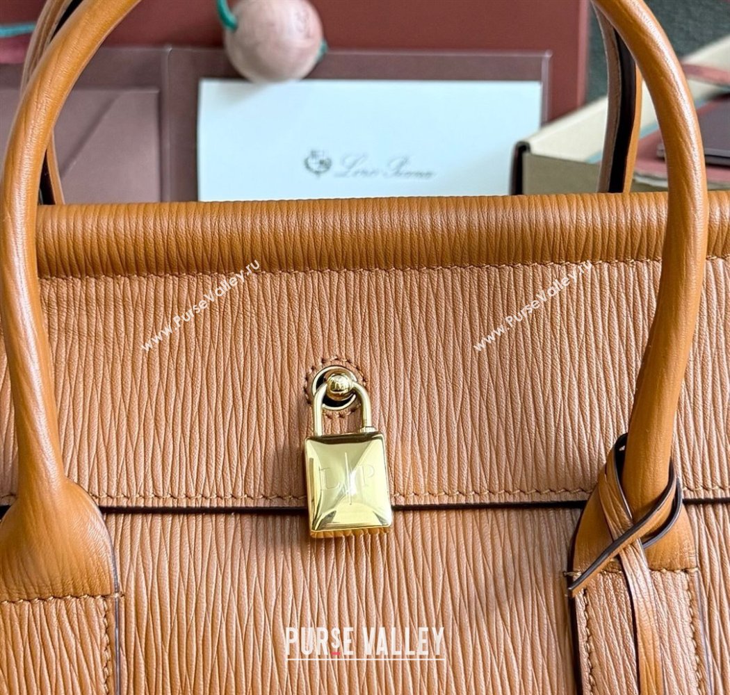 Loro Piana Loom Top Handle bag L25 in Textured Calfskin Leather Brown 2025 0925 (XLU-250925084)