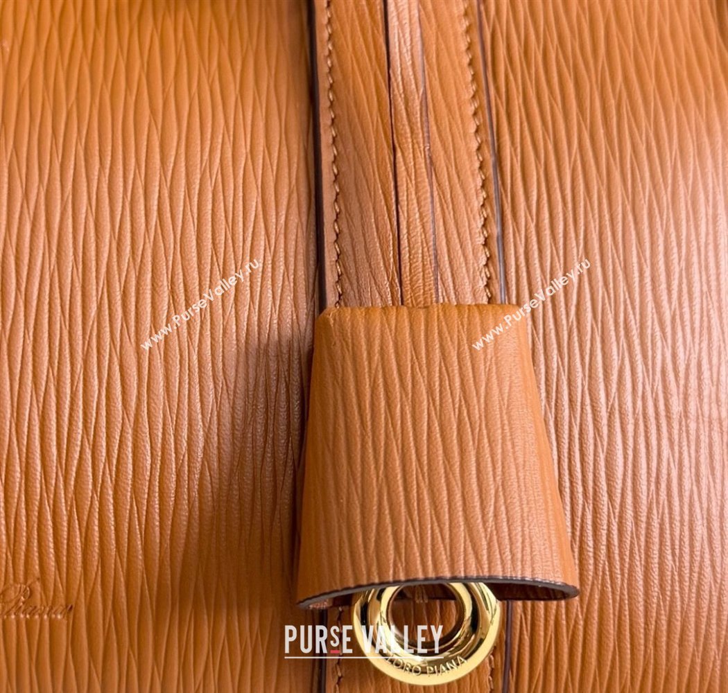 Loro Piana Loom Top Handle bag L25 in Textured Calfskin Leather Brown 2025 0925 (XLU-250925084)