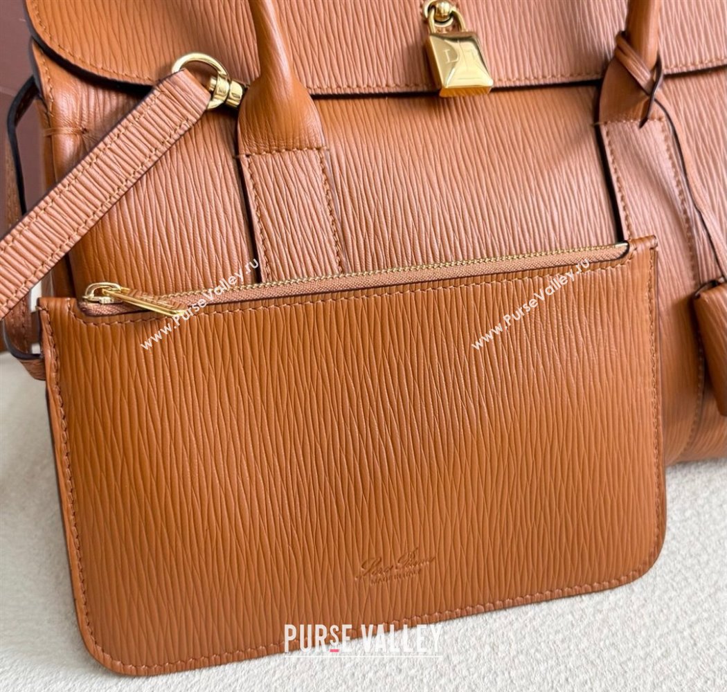 Loro Piana Loom Top Handle bag L25 in Textured Calfskin Leather Brown 2025 0925 (XLU-250925084)