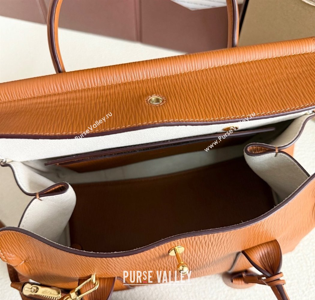 Loro Piana Loom Top Handle bag L25 in Textured Calfskin Leather Brown 2025 0925 (XLU-250925084)