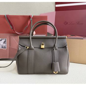 Loro Piana Loom Top Handle bag L25 in Grained Calfskin Leather Grey 2025 0925 (XLU-250925085)