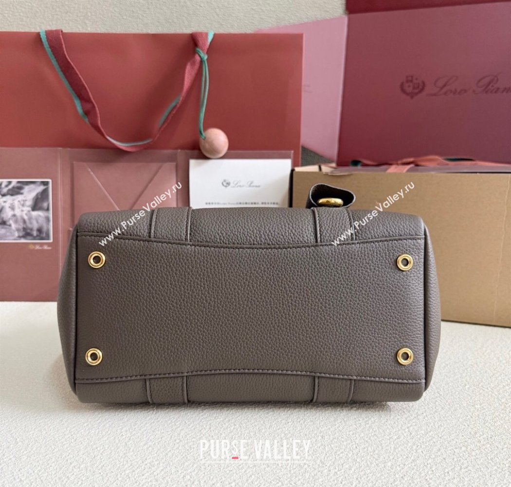 Loro Piana Loom Top Handle bag L25 in Grained Calfskin Leather Grey 2025 0925 (XLU-250925085)