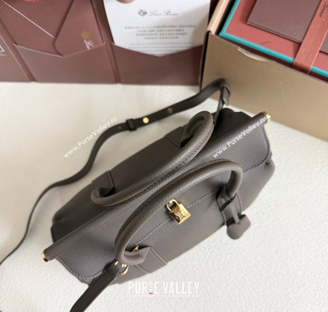 Loro Piana Loom Top Handle bag L25 in Grained Calfskin Leather Grey 2025 0925 (XLU-250925085)