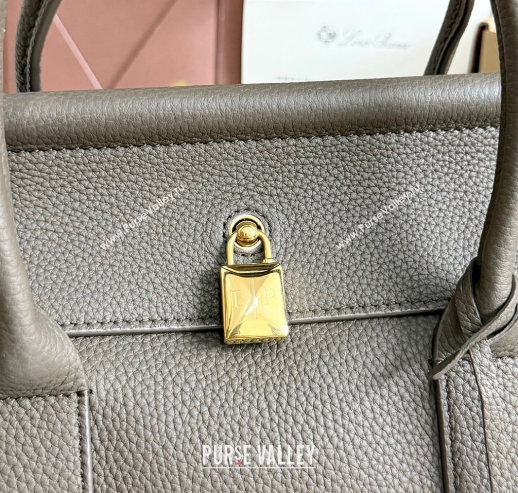Loro Piana Loom Top Handle bag L25 in Grained Calfskin Leather Grey 2025 0925 (XLU-250925085)
