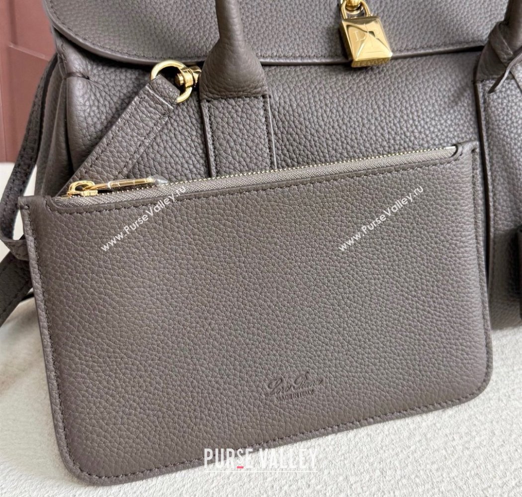 Loro Piana Loom Top Handle bag L25 in Grained Calfskin Leather Grey 2025 0925 (XLU-250925085)
