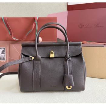 Loro Piana Loom Top Handle bag L25 in Grained Calfskin Leather Coffee Brown 2025 0925 (XLU-250925086)
