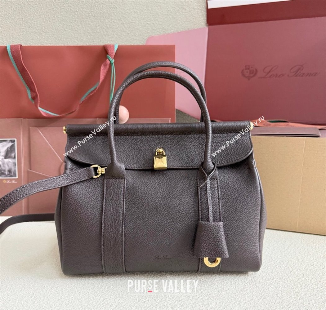 Loro Piana Loom Top Handle bag L25 in Grained Calfskin Leather Coffee Brown 2025 0925 (XLU-250925086)