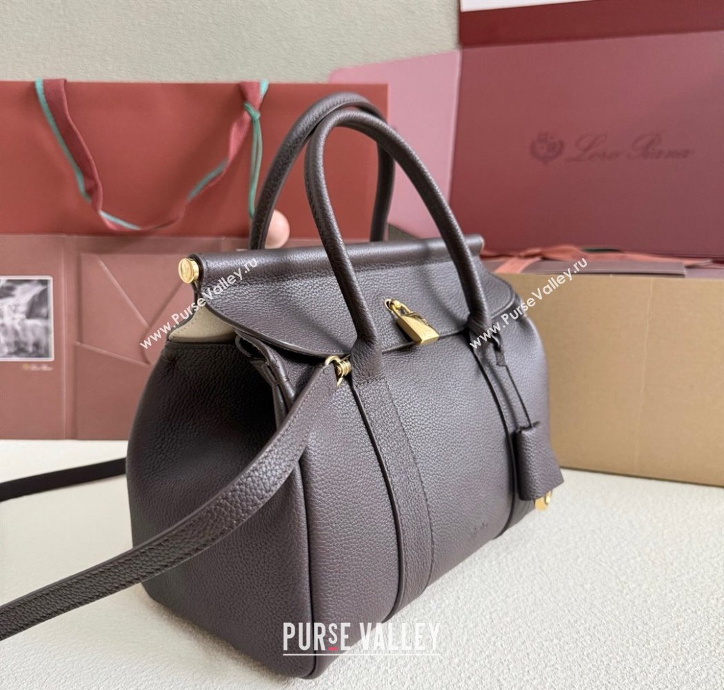 Loro Piana Loom Top Handle bag L25 in Grained Calfskin Leather Coffee Brown 2025 0925 (XLU-250925086)